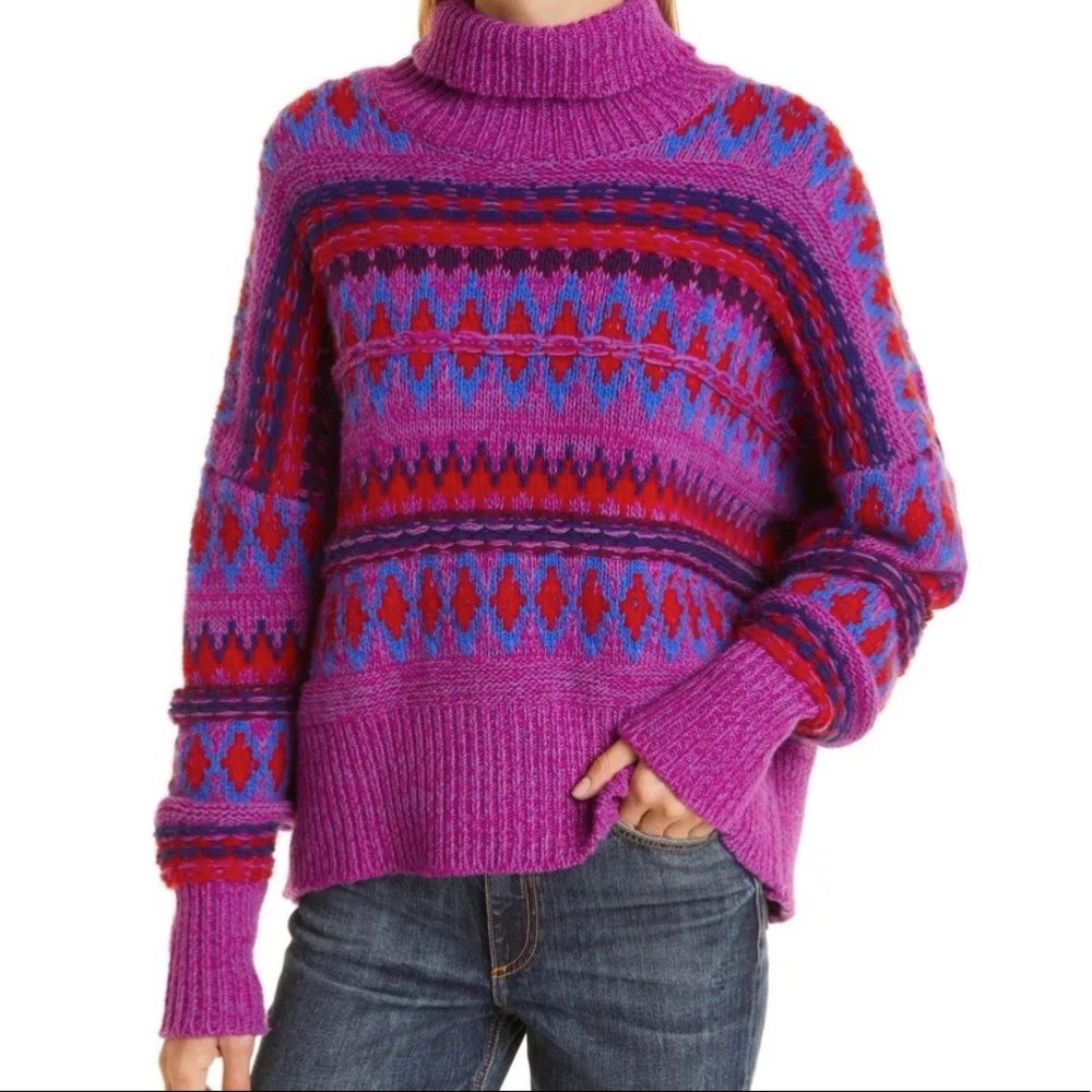 NWT Willow Fair Isle Wool Turtleneck Sweater